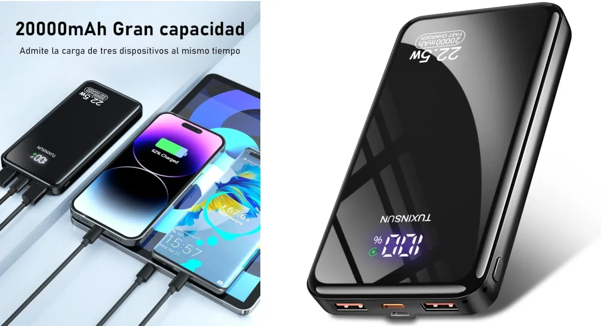 Power Bank 22.5W 20000mAh Carga Rápida al 67% de descuento