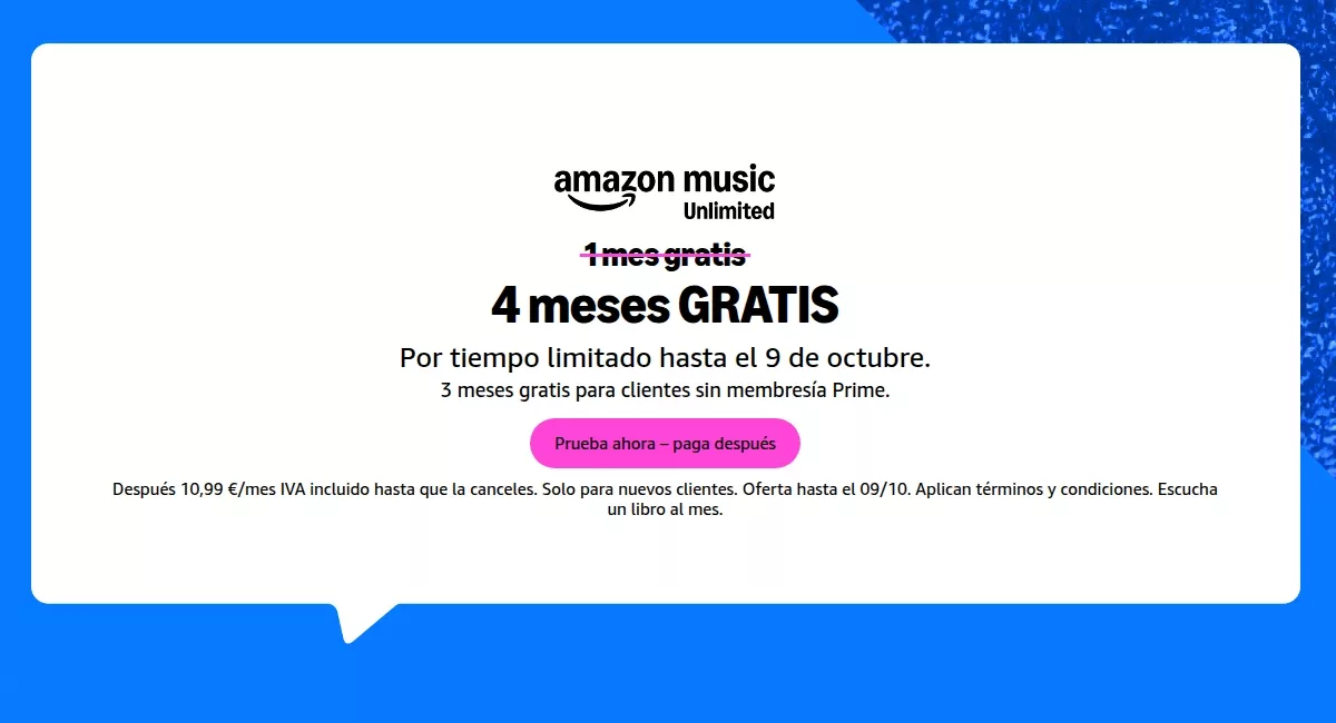 4 meses gratis de Amazon Music Unlimited