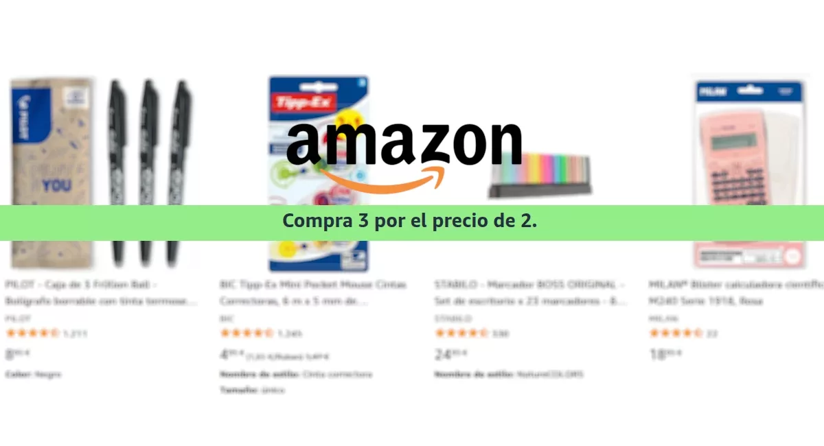3×2 en Materiales de Clase y Oficina en Amazon