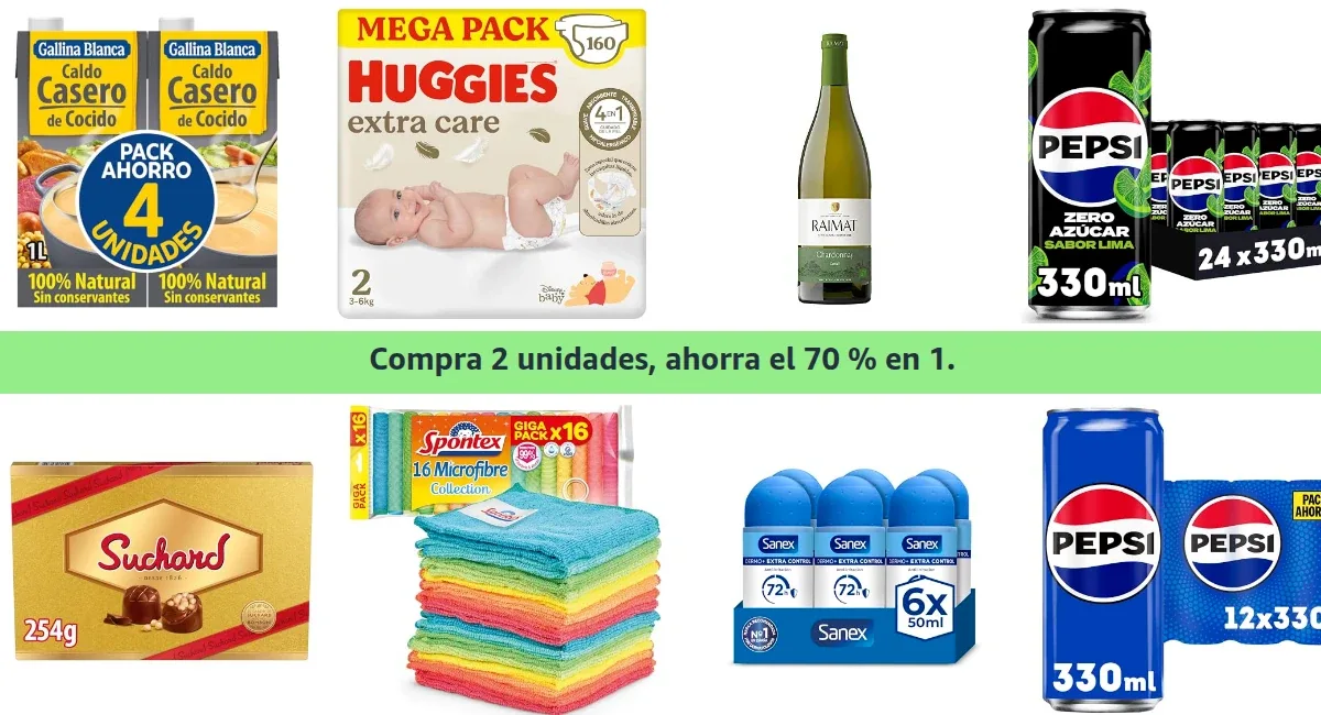 Descuento 70% segunda unidad en Supermercado