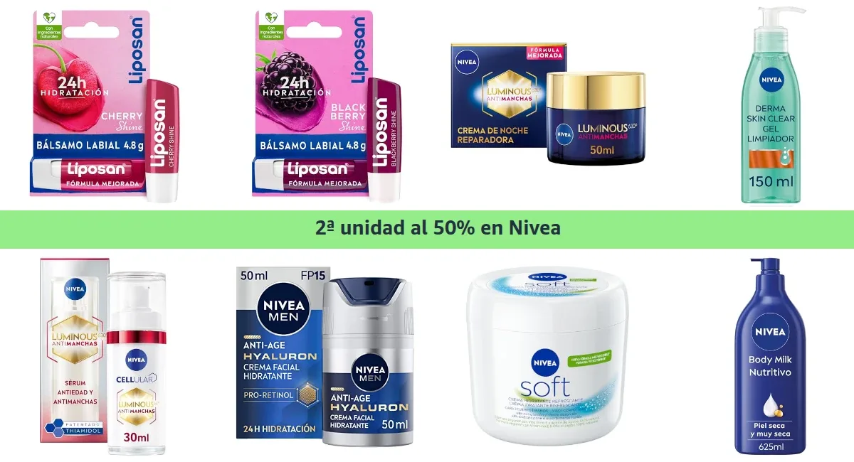 🧴Nivea al 50% en la 2ª unidad