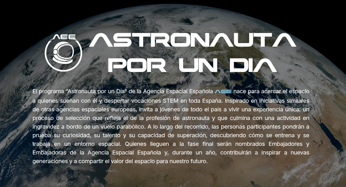 La Agencia Espacial Española busca jóvenes para experimentar la ingravidez en el programa ‘Astronauta por un Día’